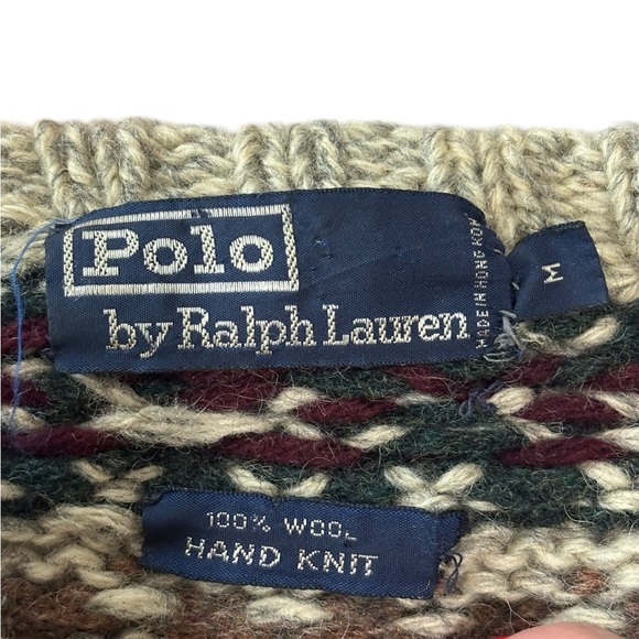 VTG Polo Ralph Lauren Men’s Hand Knit Wool Sweater Stag Fair Isle Moose M - Picture 2 of 8